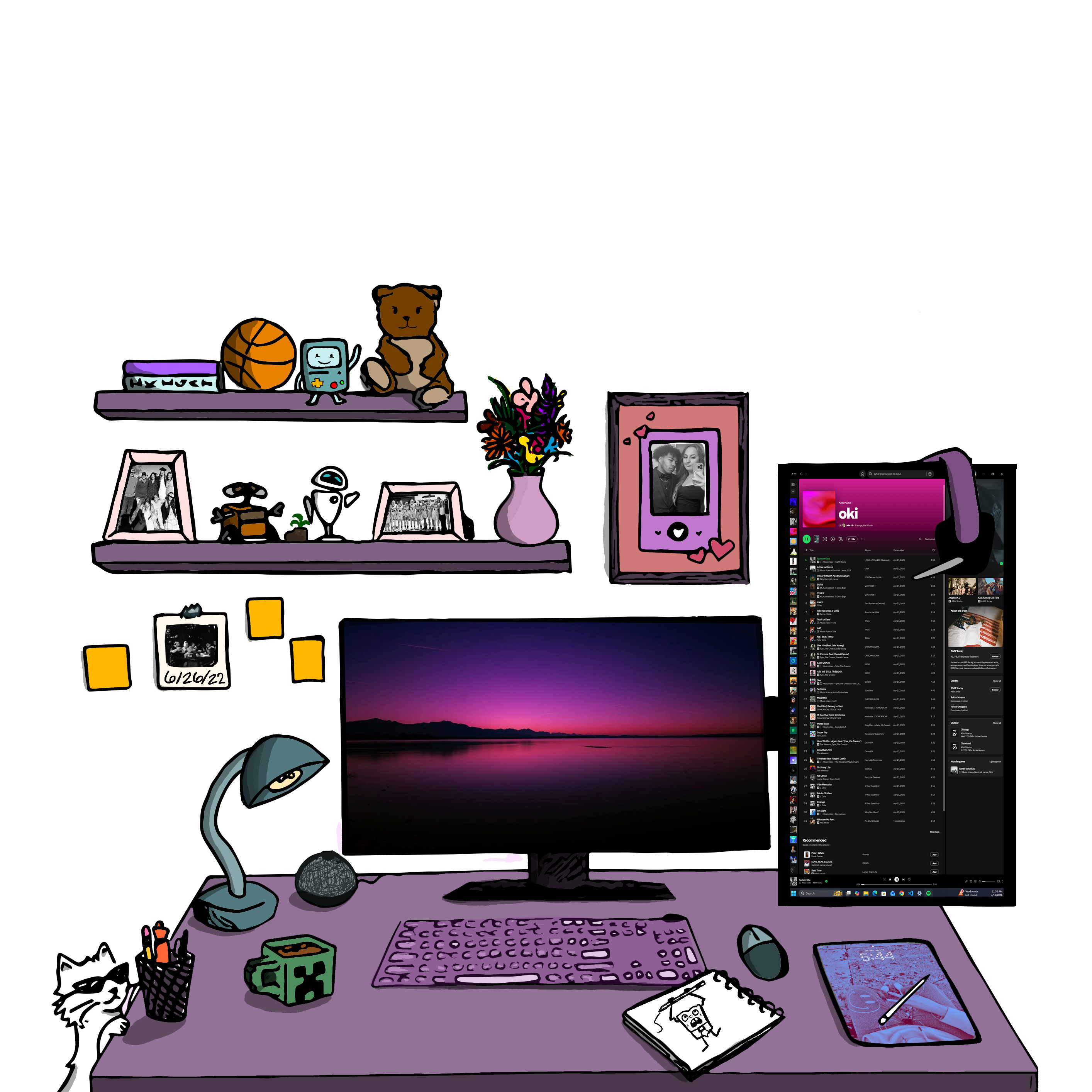 Illustrated creative workspace
