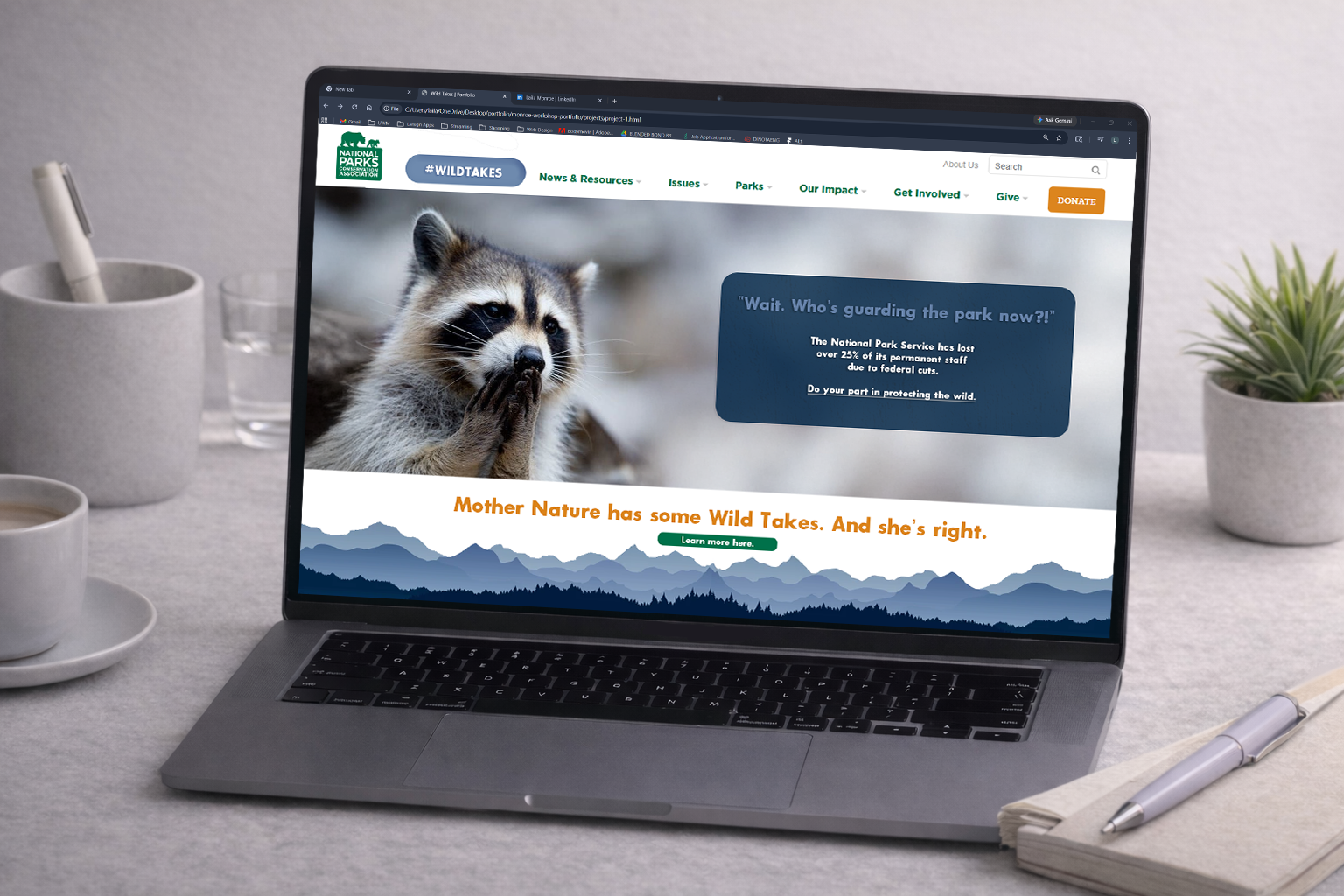 Wild Takes website mockup on laptop