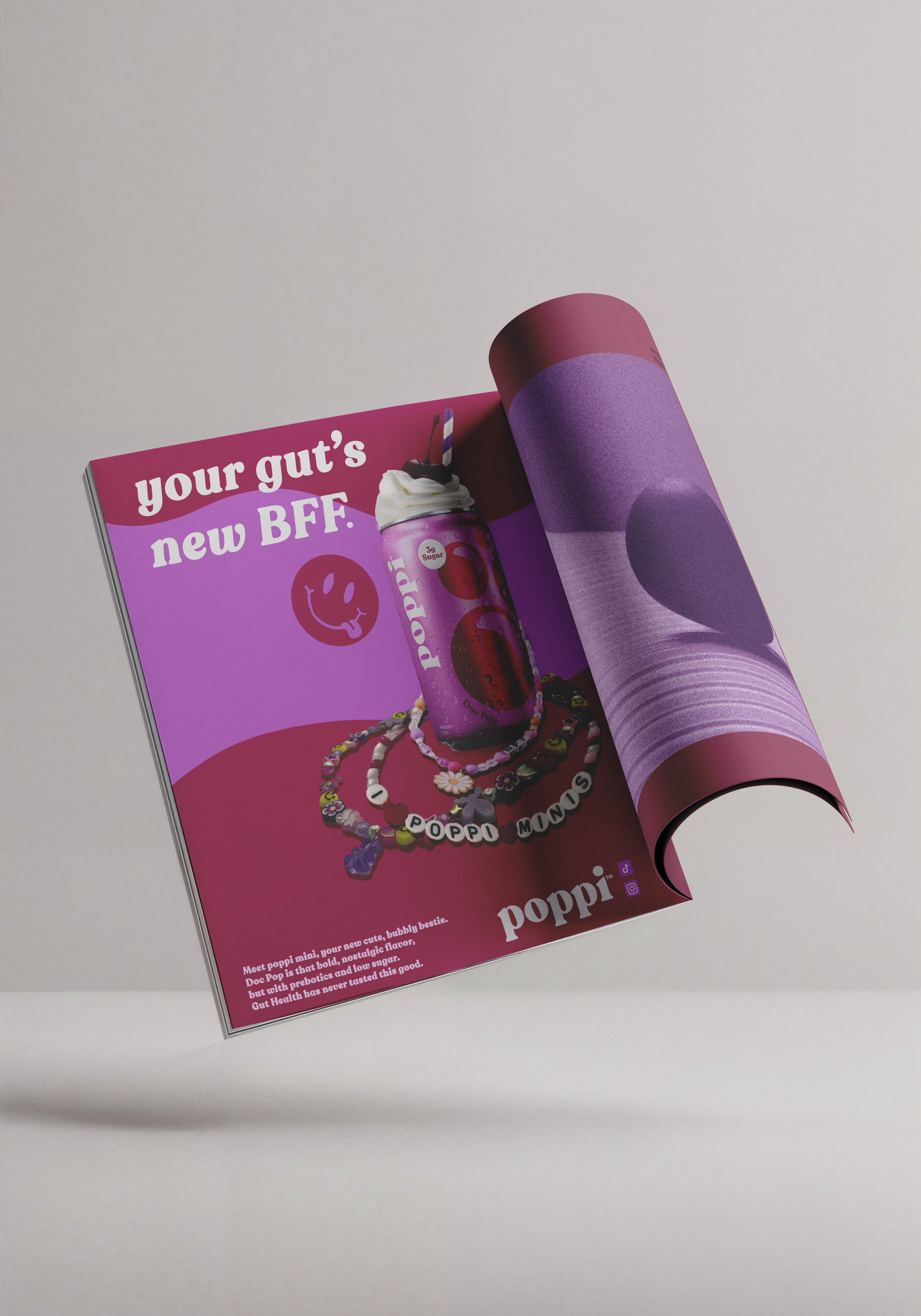 poppi mini print ad with your gut's new BFF headline